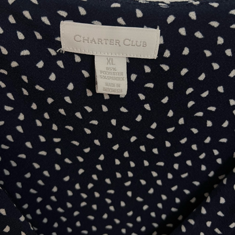 Charter Club Navy and White Polka Dot Midi Dress - Picture 3 of 3
